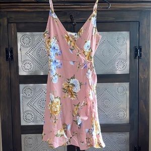 Mauve/Pink floral wrap sun dress (MINE) size M